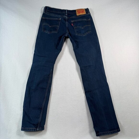 Levis Jeans Mens 31 Blue 511 Slim Straight Mid Rise Dark Wash Stretch - Picture 2 of 13